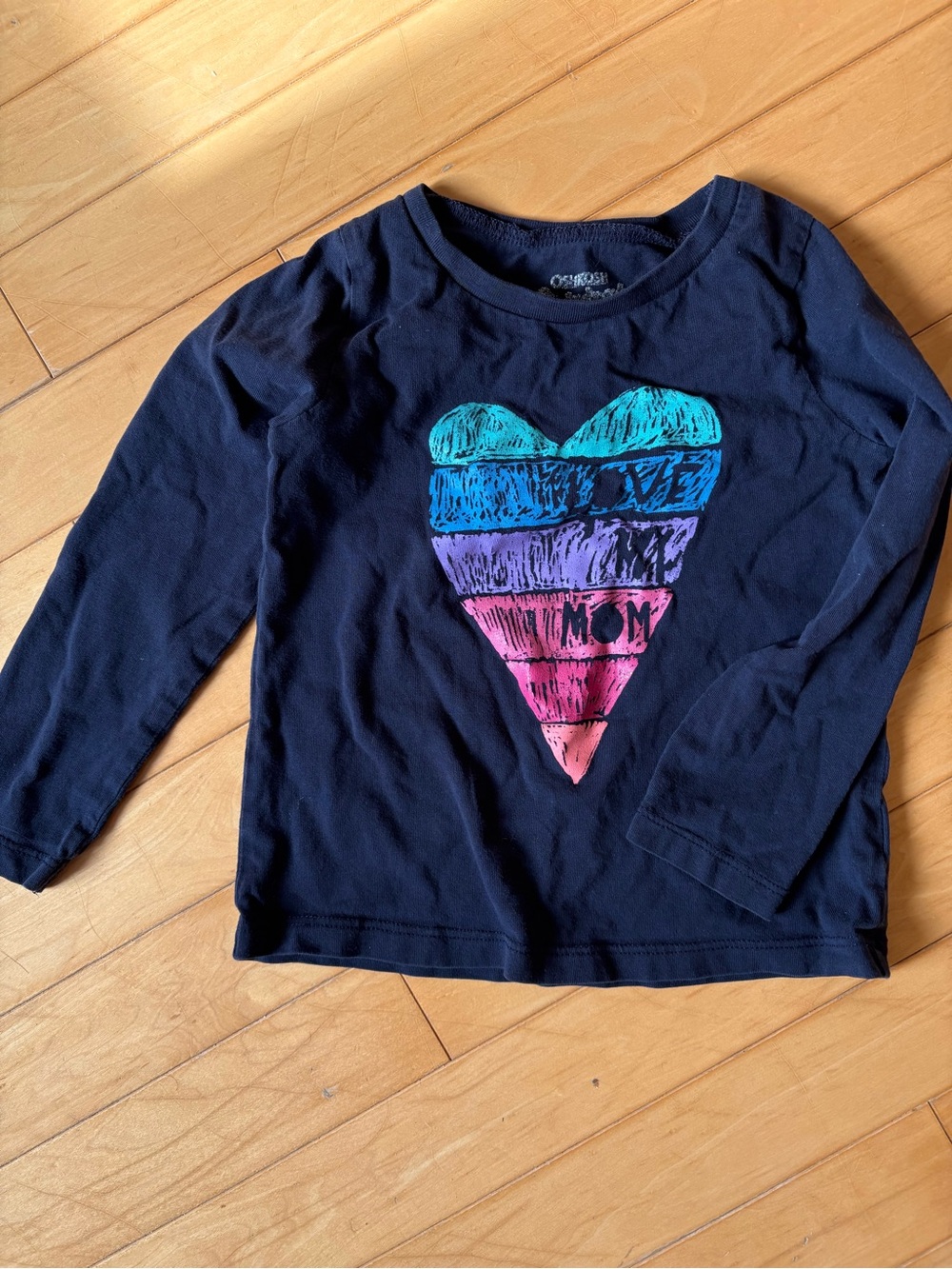 George Navy Long-Sleeve Tee with Multicolor Striped Heart